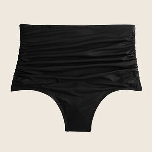 J.Crew ruched high-rise full-coverage bikini bottom black size XXS